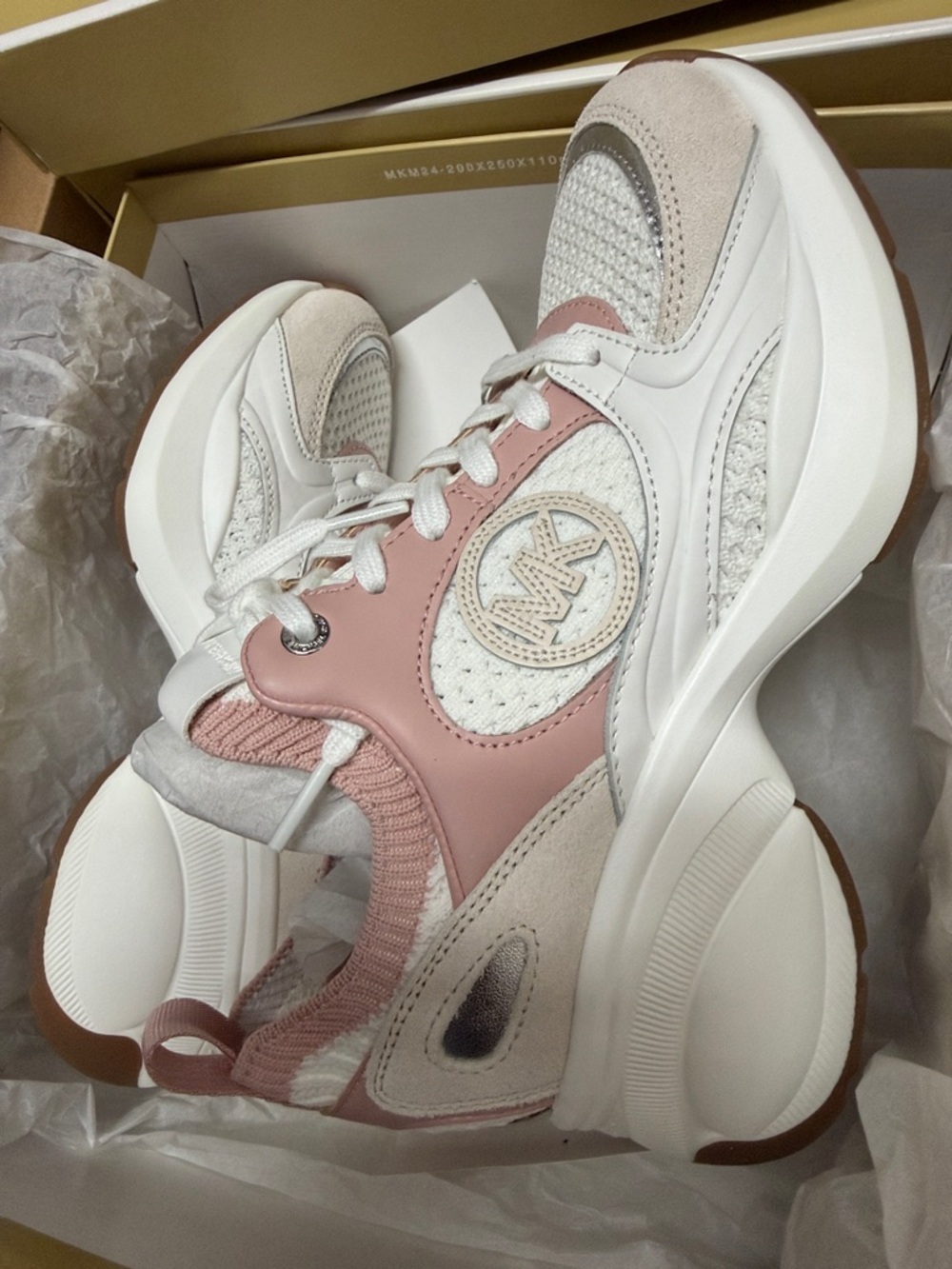 Michael Kors Women’s Zuma Knit Trainers Smokey Rose Size 7 NEW IN BOX - Picture 9 of 12